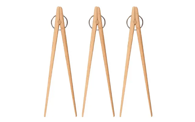 Anygleam Natural Wood 3pcs Wooden Tong Food Kitchen Tableware