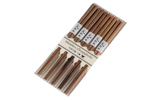 Anygleam Natural Wood Color 5pairs Wooden Sushi Chopsticks Reusable Kitchen Tableware