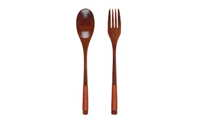 Anygleam Orange Wooden Spoon And Fork Set 2pcs Tableware