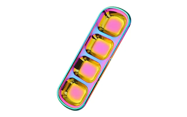 Anygleam Pink Rainbow Stainless Steel 4-grid Sauce Dish Seasoning & Dipping Plates For Kitchenware