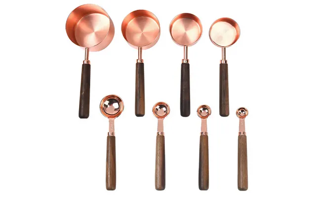 Anygleam Rosegold Brown 8pcs Wooden Measuring Cup Kitchen Tools Accessories