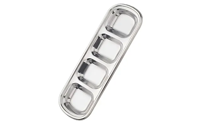 Anygleam Silver Stainless Steel 4-grid Sauce Dish Seasoning & Dipping Plates For Kitchenware