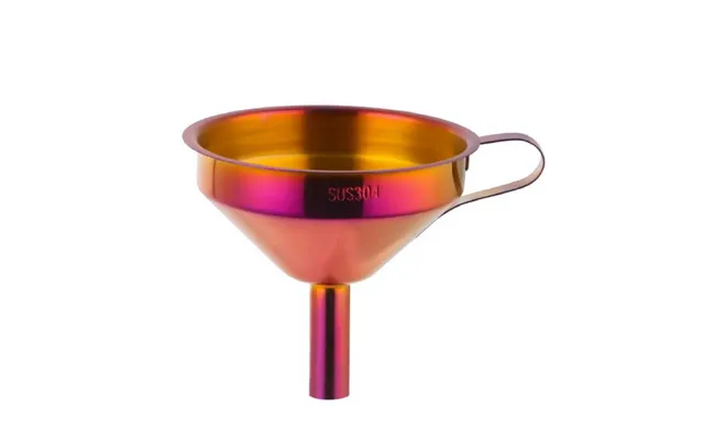 Anygleam Stainless Steel Funnel Set 2pcs Red Rainbow Wide Cone Mouth With Detachable Strainer - Kitchen Utensil For Smal