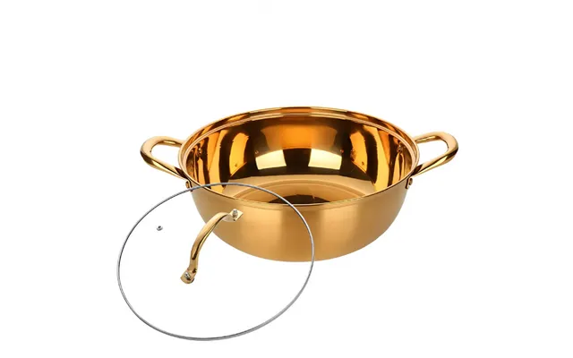 Anygleam Stock Pot Gold Stainless Steel Home Restaurant Cooking Tool Single-layer Compatible Soup Kitchen Utensils