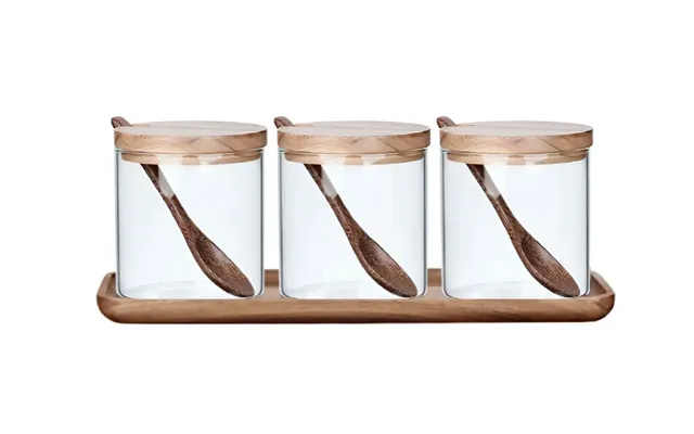 Anygleam Transparent 3pcs Spice Jars Glass Food Kitchen Tableware