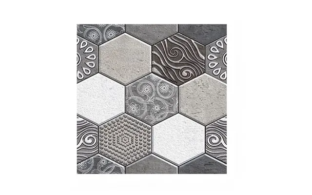 Anyhouz 10pcs Grey Vinyl Wall Tiles Honeycomb Pattern Design - Waterproof