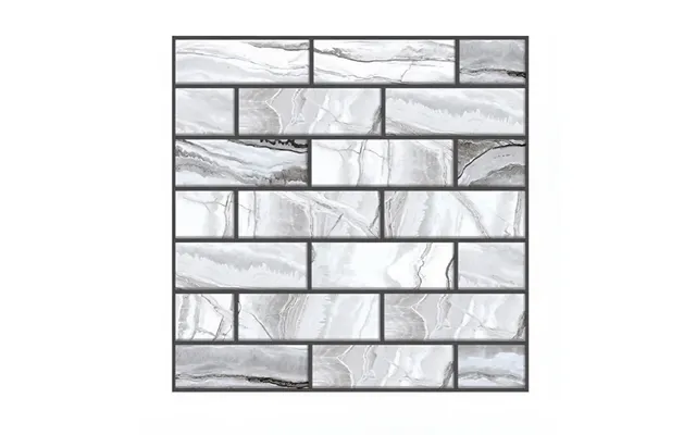 Anyhouz 10pcs Grey Vinyl Wall Tiles Tile Grey Marble Pattern Design - Waterproof