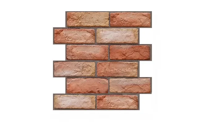 Anyhouz 10pcs Orange Vinyl Wall Tiles Textured Brick Pattern Design - Waterproof