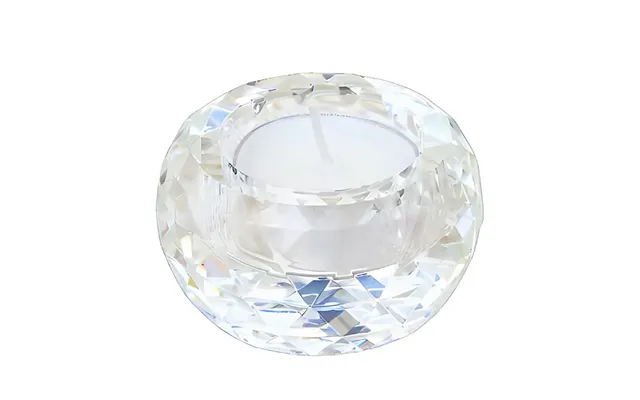 Anyhouz Clear K9 Crystal Glass Candle Holder Geometric Tealight Tabletop Decor For Modern Living Room Display