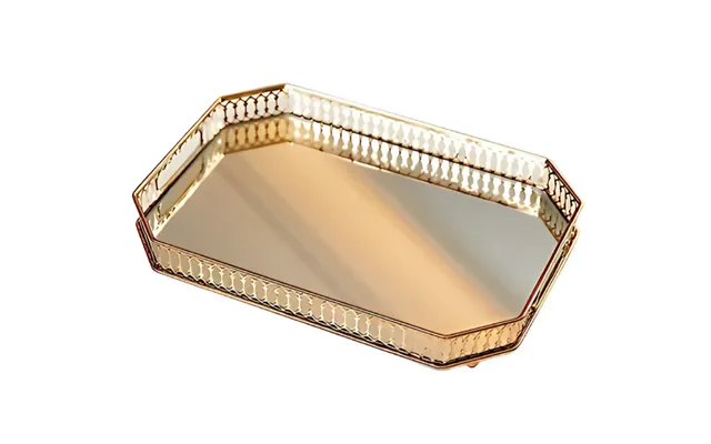 Anyhouz Gold Rectangle Glass Mirror Base Metal Vanity Organizer For Food - Jewelry & Cosmetics
