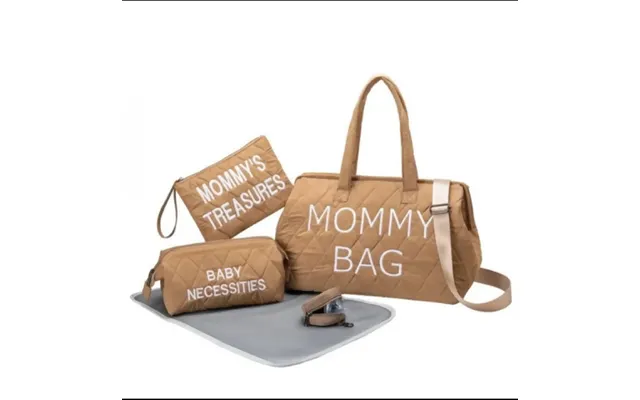 Anymom Mommy Diaper Bag Khaki Handbag 5 Pcs Set With Portable Changing Pad Adjustable And Removable Strap Diamond Patter