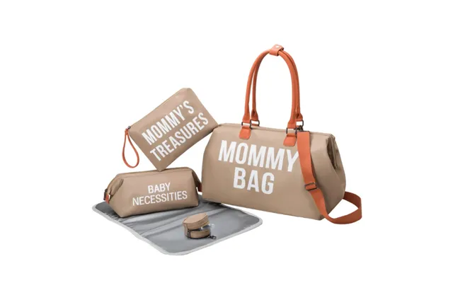 Anymom Mommy Diaper Bag Khaki Handbag 5 Pcs Set With Portable Changing Pad Adjustable And Removable Strap Mommy Maternit