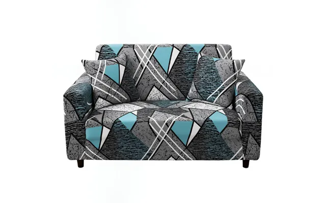 Anyseat 2-seater Sofa Cover Dark Grey Geometric Style Slipcover For Living Room Chair Protection
