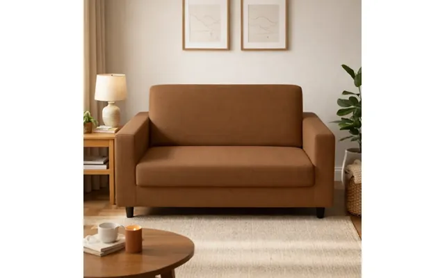Anyseat 2-seater Sofa Cover Plain Light Coffee Style Slipcover For Living Room Chair Protection