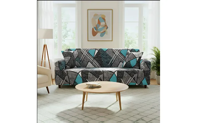 Anyseat 3-seater Sofa Cover Dark Grey Geometric Style Slipcover For Living Room Chair Protection