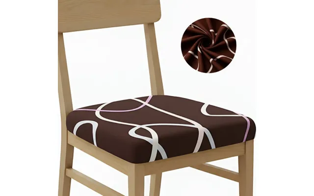 Anyseat Dark Brown White Wave Print Chair Cover Stretch Washable Removable Seat Cover For Dining & Kitchen