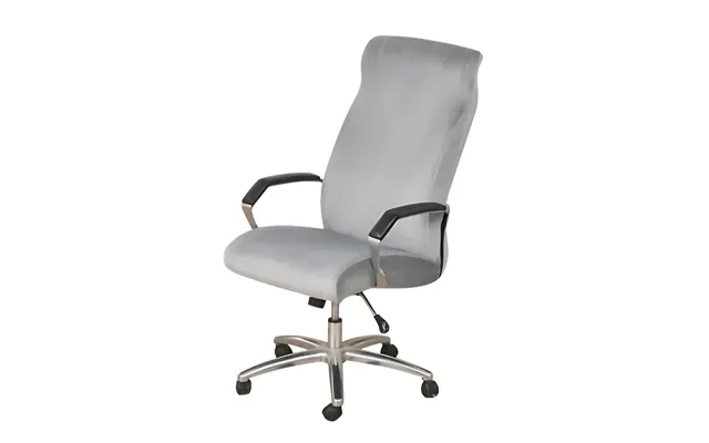 Anyseat Grey Velvet Office Chair Cover Zippered Stretchable High Back Slipcover Protector - M