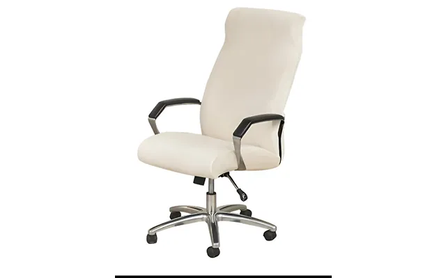 Anyseat Ivory Velvet Office Chair Cover Zippered Stretchable High Back Slipcover Protector - L