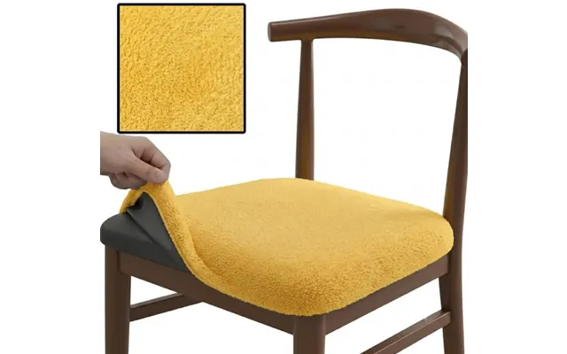 Anyseat Yellow Fur Stretch Chair Cover Washable - Removable Dining & Kitchen Seat Protector