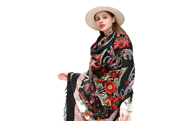 Anyyou 100% Merino Wool Black Silk Satin Floral Silk Satin Large Winter Scarf Pashmina Shawl Bandana Perfect For Women L