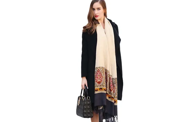 Anyyou 100% Pure Merino Wool Cream Poncho Winter Large Scarf Pashmina Shawl Bandana Neck Wrap For Women