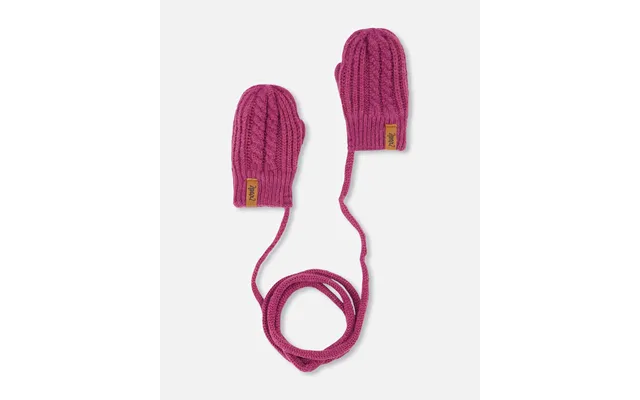 Baby Knitted Mittens With String Burgundy - 6 12m