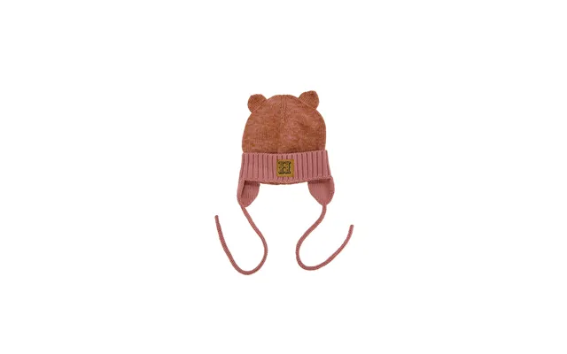 Baby Merino Wool Hat Pink With Ears - 1-2 Years