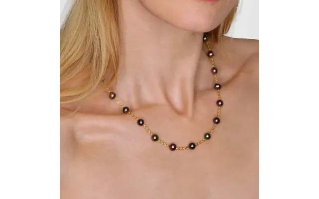 Black Pearl Gold Chain Necklace - 30
