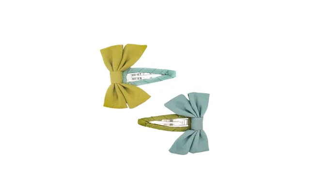 Bow Hair Clip Set - Blue Green