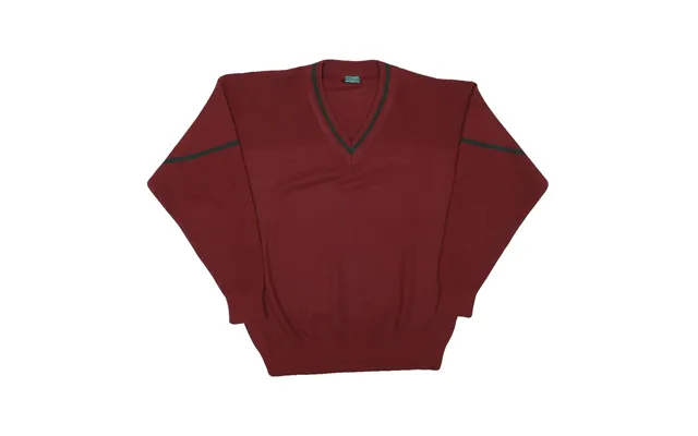 Canda Mens Maroon V-neck Plain Wool Blend Jumper L Classic Knitwear