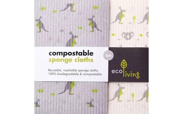 Compostable Sponge Cleaning Cloths - 2 Pack Kangaroo