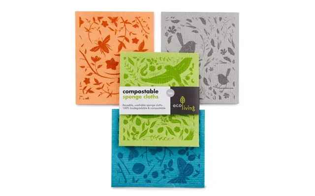 Compostable Sponge Cleaning Cloths - 4 Pack Botanic Garden