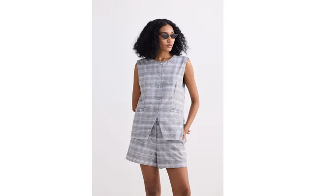 Cotton Tweed Vest Jacket In Grey Color Steel Breeze Size S
