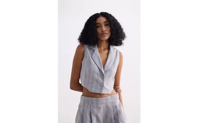 Cropped Cotton Tweed Vest In Grey Color Silver Strides Size M