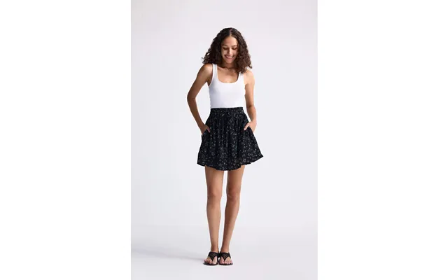 Drawstring Short Skirt In Dark Blue Florals - Ditzy Wildflowers 2xl