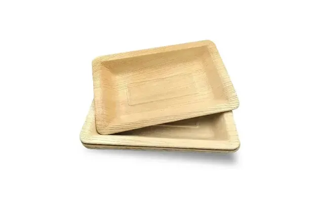 Dtocs Compostable Palm Leaf Plate - 5x8 Inch Rectangle Bamboo Look Compostable Eco-friendly Disposable Snack, Cheese, Mi