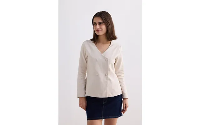 Fitted Cotton Tweed Jacket In Cream Color Chestnut Twist Size 2xl