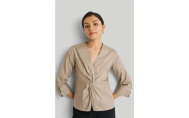 Front Twist Top In Ecru Color Poplin Ecru Size S