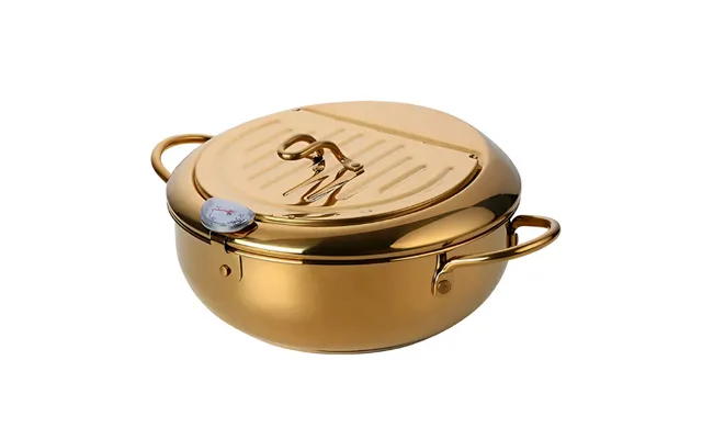 Frying Pan Gold Stainless Steel Thermometer Kitchen Utensils Tempura Fryer Pan Temperature Control Fried Cooking Tools
