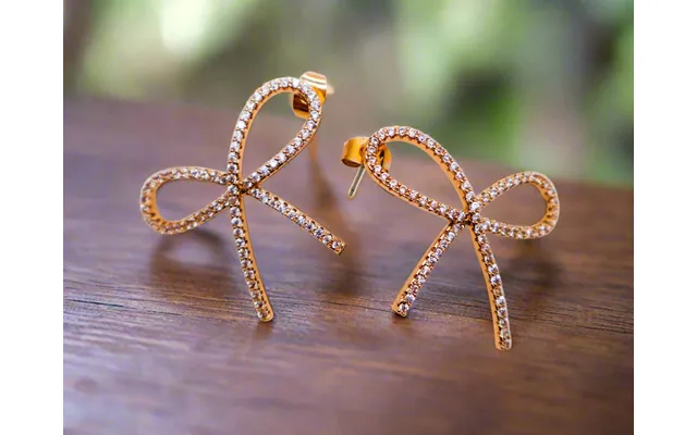 Golden Bow Tie Sparkle Earrings - Elegant Accessory