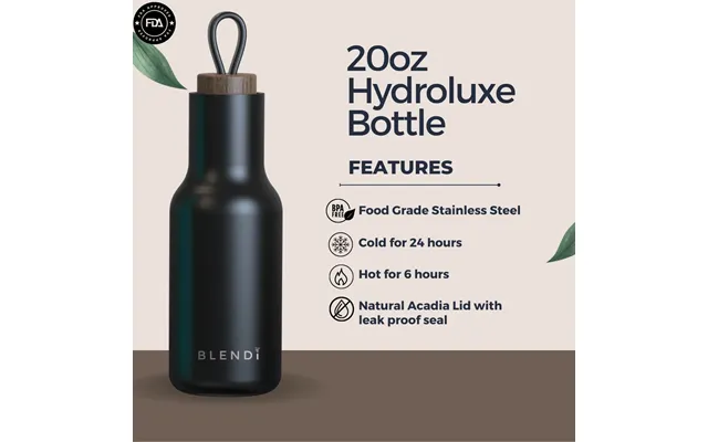 Hydroluxe Tumbler Water Bottle 20oz - Black