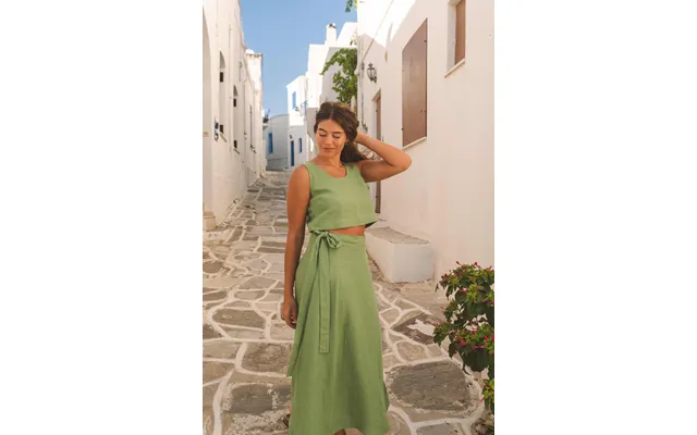 Iris Linen Wrap Skirt In Matcha Green Size S