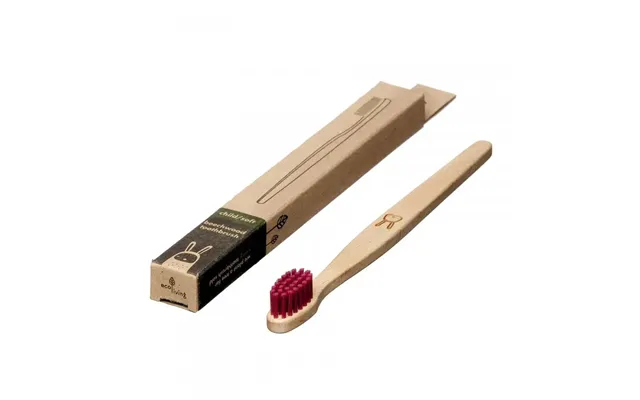 Kids 100% Plant-based Beech Wood Toothbrush - Rabbit Color Red