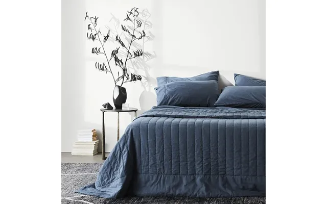 Linen Bamboo Quilted Coverlet - Ink Full Queen