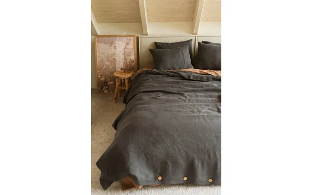 Linen Bedding Set In Charcoal Size Eusuperking Standard