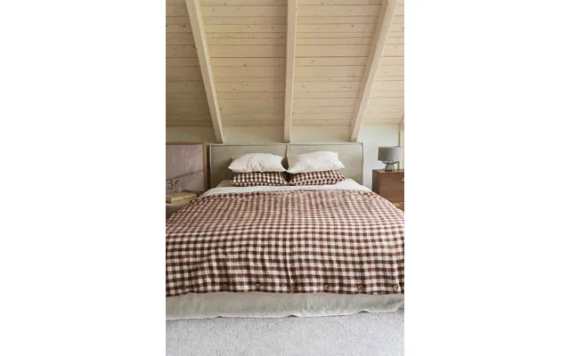 Linen Bedding Set In Mocha Gingham Size Us King Standard