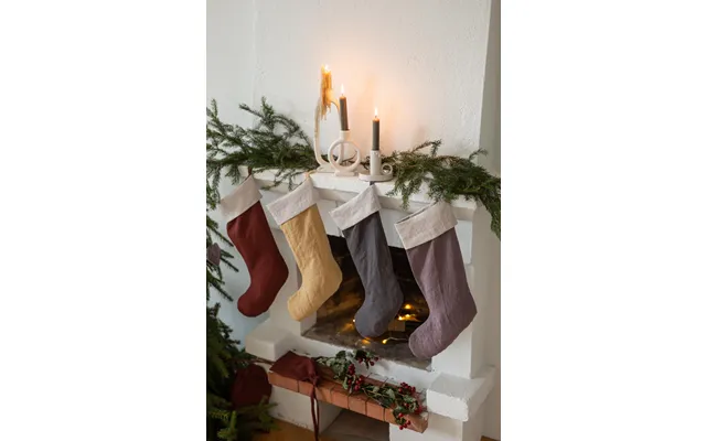 Linen Christmas Stocking - Terracotta