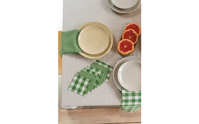 Linen Coasters Set Of 2 Size 11x11 Cm 4x4 Color Green Gingham