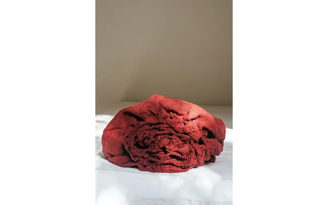 Linen Fitted Sheet In Terracotta - Us Queen Deep