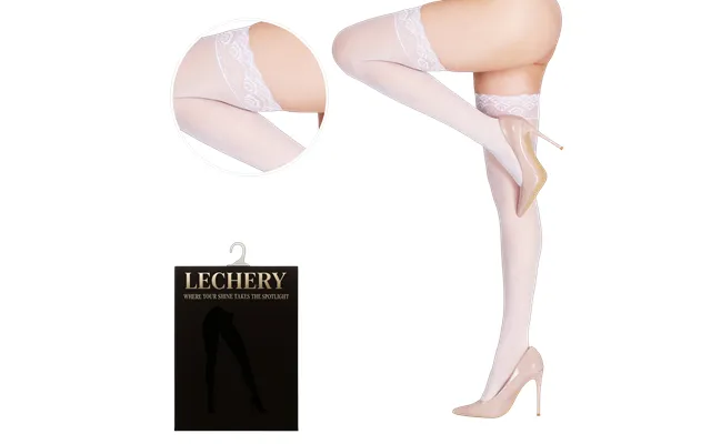 Lustrous Shiny Sheer Thigh-highs - S M White